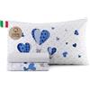 HomeLife Set Lenzuola Letto Singolo Cotone Completo Fantasia Made in Italy | Lenzuolo Sopra, Sotto con Angoli, 1 Federa | Cotone 100% OEKO-TEX | Mongolfiere Blu