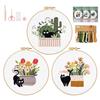 chituodian Embroidery Kit Ricamo Principianti, Progetti DIY Artigianato 3 Set Ricamo Starter Kit Punto Croce con Motivo Gatto, Cerchio, Filo e Aghi, per fai a Mano per Adulti