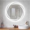 GIANTEX Specchio Rotondo LED per Bagno 60/70/80 CM, Specchio da Trucco Retroilluminato con 3 Colori di Luce, Dimmerazione Continua, Anti-Appannamento, Memoria, Vetro Temperato (70L x 70l cm)