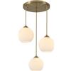 KCO Illuminazione Lampadario a Sospensione a 3 Luci in Vetro Latteo Lampadario a Sospensione a Globo in Stile Mid Century Modern Lampadario a Sospensione Tondo in Oro Lampadario per Sala da Pranzo in