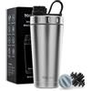 TOOFEEL Bottiglia shaker per proteine, 590 ml, tazza sottovuoto a doppia parete isolata per frullati proteici, mantiene freddo/caldo, in acciaio inox metallico, pre-allenamento palestra