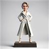 mydedor Bobblehead personalizzato - Regali personalizzati per donna in carriera sicura in trench bianco mani sui fianchi, decorazione per la casa dell'ufficio Souvenir oggetti da collezione fatti a mano in