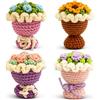 Tastetreasure Mini bouquet di fiori fatti a mano all'uncinetto, piccolo arrangiamento floreale lavorato a maglia da tasca, grazioso fiore artificiale per il ringraziamento degli insegnanti, laurea