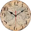 VIKMARI Orologio da Parete di Progettazione Mappa del Mondo Vintage 14 Pollici Batteria Orologi da parete Movimento di Scansione preciso Orologio Da Parete Decorativo in Legno Per(Orologi Mappa del