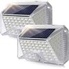 Eageen Faretti Solari a LED da Esterno con Sensore di Movimento IP65 Impermeabile Luci Solari Esterno Potenti Lampade a Parete Solare Illuminazione per Balcone Giardino Garage Terrazzo Bianco 2 Pezzi