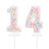 EAKE Candela per il 14° compleanno con glitter 3D pastello numero 14 candele per torte di compleanno ragazza donna tema dolce compleanno matrimonio anniversario festa decorazione torta