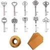 XONOR Apribottiglie chiave - 50 pezzi Apribottiglie chiave scheletro vintage con carta regalo Kraft e spago per bomboniere Decorazione rustica antica per feste (10 stili, argento)