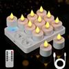 Lacasa Candele LED Ricaricabili con Telecomando, 12 Tea Light Senza Fiamma con Base USB-C, Effetto Tremolante Realistico, Timer e Luce Calda per Natale, Matrimonio e Casa