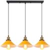 iDEGU 3 Luci Lampada a Sospensione Retrò, Vintage Lampadario a Sospensione in Stile Edison Attacco E27 Plafoniera Moderna Lampade da Soffitto per Cucina Caffè Bar Sala da Pranzo, 22cm, Giallo Arancio