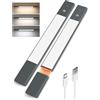 EZVALO 38CM LED Faretto da Cucina, Senza Fili a 3 Temperature di Colore, Batteria Rimovibile e Dimmerabile con Sensore di Movimento PIR per le Scale dell'armadio, Nero (2 pezzi)