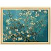 ConKrea - Quadro su Tela Canvas INTELAIATO - con Cornice - Ramo di MANDORLO Fiorito per Van Gogh - 50x70cm - Stile Contemporaneo Legno Naturale - (cod.296)
