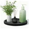 DIRXVMC Vassoio rotondo da bagno in silicone, decorativo, porta sapone da cucina, organizer per tavolino da caffè, decorazione per candele, profumi, piante (onde nere, 23 cm)