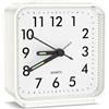 ORIA Sveglia da Comodino, Sveglia Analogica Senza Ticchettio,Display Luminoso, Luce Notturna Snooze, Sveglia da Viaggio a Batteria per Casa e Ufficio - Bianca
