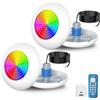 OSREE Luci Piscina LED con Filettatura 1 1/2, 15W Lampade Piscina RGB Multicolore con Telecomando, 600lm, Ø190mm, 12V AC IP68 Riempito di Resina Faro per Bocchetta Piscinas Cemento,Set da 2