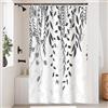 Uiiooazy Tenda Doccia Grigio, Tenda da Doccia Astratta Foglie di Eucalipto Nero Tenda per Doccia Antimuffa Impermeabile Tessuto in Poliestere Lavabile Tenda per Vasca da Bagno con 8 Ganci 120x180cm