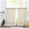 TOPICK Tende a vetro moderne soggiorno beige set di 2 tende a vetro bistrot cucina effetto lino tende da cucina corte A75xL90 cm tenda per finestre della cucina tende cucina stile country