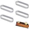 Zolara Set di 4 pezzi di anelli ovali per torte, anelli da dessert ovali, formine perforate, per pavimenti croccanti, in acciaio inox, per mousse e torte di frutta, set professionale di anelli per