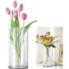 RANJIMA Vaso per fiori, alto 20 cm in vetro cilindrico grande rotondo moderno con fondo vaso di vetro grande per decorazione da tavolo girasole soggiorno,10 cm