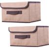 NCRGB Scatole Portaoggetti in Tessuto,Scatole Portaoggetti Scatole per Armadio con Coperchio Set,Pieghevole,Contenitore per Armadio,Vestiti,Armadi (26×19×16cm/2pack, Beige Giallo)