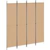 vidaXL Paravento a 4 Pannelli Beige 200 x 220 cm Tessuto, Sala, divisore moderno, schermo privacy pieghevole, separatore in tessuto, struttura in ferro, spazio interno