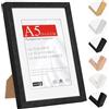 HIMEETIME® 1x Cornice per foto-A5 14,8x21cm,legno diayous,nero,Passepartout 10X15cm,Cornice per foto 15x21medie con vetro artificiale infrangibile-Montaggio a parete o esposizione da tavolo