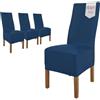 sh SCHEFFLER-HOME LIVE HOMESTYLE SCHEFFLER-Home Coprisedie Lena/Set di 4 Copri Sedie da Pranzo Elastici/Sedie da Pranzo/Coprisedie Elasticizzato in Poliestere con Fascia Elastica/Coprisedie Eleganti, Blu