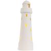 yeerockal Faro in ceramica bianca | Faro in porcellana con illuminazione a LED | Altezza: 20 cm | Batterie LR44 incluse | Portacandele | Design a lanterna