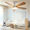 SANYCASA Ventilatore da soffitto silenzioso da 106 cm con montaggio a incasso, 3 velocità e temperatura di colore regolabile, senza batterie, per camera da letto e soggiorno, colore legno chiaro