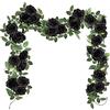 SHACOS Ghirlanda di Rose Artificiali Nero, 3 Pezzi Totale 6 Metri