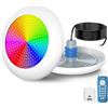 OSREE Luci Piscina LED con Filettatura 1 1/2, 25W Lampade Piscina RGB Multicolore con Telecomando, 1000lm, Ø242mm, 12V AC IP68 Riempito di Resina Faro per Bocchetta Piscinas Interrate e Cemento
