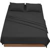 FARFALLAROSSA Lenzuola Matrimoniali 180x190/200 cm - Completo Letto 4 Pezzi in Microfibra Traspirante - Set con Angoli, Telo Sopra e 2 Federe 50x80 - Nero