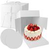 Towviy 2 Pezzi Scatole per Torta, Scatole Cartone con Coperchio Bianco con 2 Tavole per Torte e 2 Nastri, 30*30*30cm