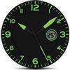 Fishtec Orologio da Parete Design Moderno - Pendolo murale Silenzioso senza tic tac - con Temperatura Digitale - Adatto per Cucina, Ufficio, Salotto, Camera - 25 CM - Nero e verde