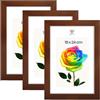 MG Design Set da 3 cornici portafoto 18 x 24 cm - Cornici in legno Marrone con vetri acrilici infrangibili, verticale e orizzontale, da appendere e da appoggiare