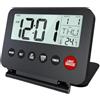 MMOBIEL Piccola sveglia digitale da viaggio a batteria portatile sveglia da viaggio - orologio digitale, sveglia, timer, snooze, data, temperatura e retroilluminazione (batterie non incluse) - nero