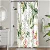 Uiiooazy Tenda Doccia Antimuffa, Uiiooazy Tenda da Doccia Piccola 90x180cm Tropicale Foglie di Palma Verde Giungla Fiori Rossi Tende da Bagno Tessuto Lavabile Impermeabile Tende per Vasca da Bagno con 6 Anelli