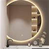 HCBUTAE Specchio Retroilluminato LED Semicircolare, Dimmerabile a 3 Colori, Toeletta Trucco Rasatura Parrucchiere Doccia Irregolare Specchio Da Parete con Luci, Interruttore Touch(Left Cut,90*80 cm)