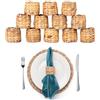Hanlintk Set di 12 portatovaglioli rustici - Anelli in tessuto di vimini fatti a mano per la decorazione della tavola della fattoria | Ringraziamento, Natale e accessori per stoviglie da sposa