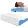 PKBD Cuscino di Memoria di Forma, Cuscino Cervicale per Dolore di Collo e Spalle, 2 Altezze Cuscino Cervicale per Dorsale, Laterale e Addominale, Bianco-Blu