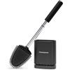Fowooyeen Scopino WC Silicone, Spazzolone Bagno WC Nero in Acciaio Inox, Scopino Bagno Autopulente a Manico Lungo con Supporto, Set di Scopettino, Montaggio a Parete/in Piedi, Nero