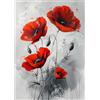 MOTGOM Diamond Painting Fiori Rossi, 5D Diamond Painting Kit Completo, 5D Pittura Diamante Kit Ricamo a Punto Croce Artigianale Per La Decorazione Della Parete Di Casa 30x40cm