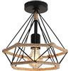 DAXGD Plafoniera Soffitto Vintage, Lampada da Soffitto Retrò in corda metallica a gabbia, Lampadario Industriali E27 per camera da letto, cucina, soggiorno (lampadina non inclusa)