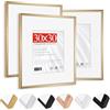 HIMEETIME® 3x Cornice 30x30 cm,Alluminio spazzolato,dorata champagne,Passepartout 20x20cm,Cornice 30x30 quadrata media,Solo per Espositore a Parete