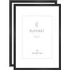 Veelot® 2x Cornice Foto in Legno Ayous nero A4 21x29.7cm,Passepartout 15X21cm,Legno di 21x30 Cornici per di documenti e diplomi - Montaggio a parete o esposizione da tavolo