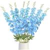 Fairblo 8 Pezzi Fiori Finti Blu Fiori Artificiali Decorativi Lunghi 85 cm Fiori di Delfinio Finto in Seta Bouquet di Delfinio Artificiali per Vaso Alto Matrimonio Interni Centrotavola Decorativi