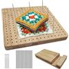 Choonjin Plancia di Bloccaggio in Legno per Lavoro a Maglia e Uncinetto, Legno Tavola di Bloccaggio Quadrato kit con 5 Perno Occhiello Grande e 20 Portacanne in Acciaio Inox (23.5 × 23.5cm)