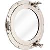 Hind Handicrafts Specchio da parete vintage a forma di oblò di nave per arredamento | Decorazione a tema nautico marittimo da pirata | Specchio per toeletta (30,5 cm, nichel cromato)