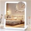 FUNTOUCH Specchio da viaggio ricaricabile, specchio da trucco portatile illuminato con specchio di ingrandimento 10X 3 colori modalità di luce, cosmetici, ufficio