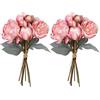 Weldomcor 2 mazzi di peonie artificiali, 14 pezzi, peonie in seta finta vintage, con stelo lungo singolo, bouquet di fiori finti per casa, matrimonio, centrotavola, fai da te, decorazione per bouquet