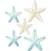 Putuo Decor Set di 5 decorazioni da parete in MDF con stelle marine (set da 5), decorazione da parete per spiaggia, per bagno, soggiorno, terrazza (piatto, non 3D, nessuna vera stella marina)